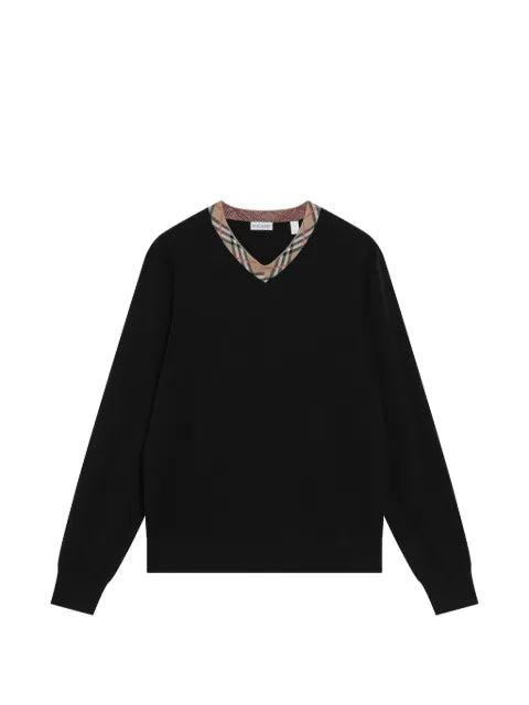 Burberry Kids check-trim V-neck sweater